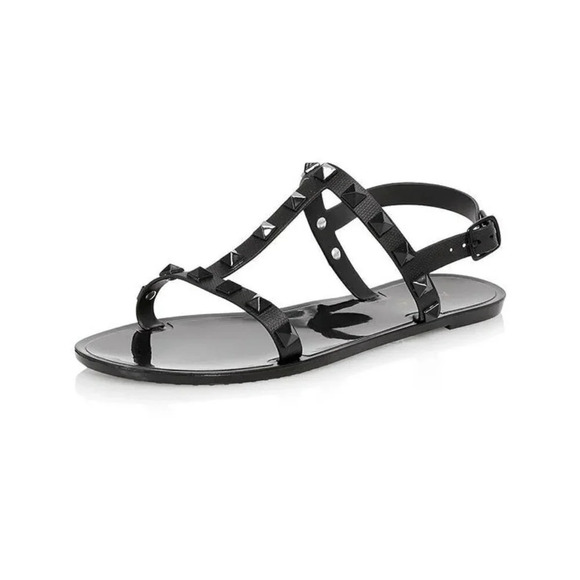 Aqua Sandalia Women's T-Strap Slip On Jelly Sandals Black Size 11 M (MSRP $78) - Picture 1 of 7